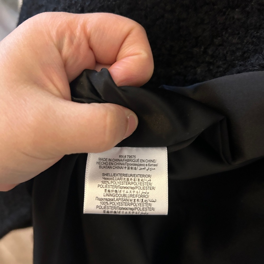 BCBGeneration Black Boucle Wool Blend Double‎ Breasted Long Coat PXL - Picture 7 of 11